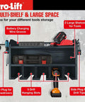Cordless Drill Organizer Wall Mount Power Tool Storage Rack With Five Hanging Slots Wooden M003W1 featuring multiple tool compartments