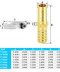 Half Inch Brass Hose Barb Fittings With Quick Connect Clamp Kit size chart and dimensions