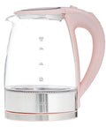 Electric Tea Kettle 1.8L Cordless Hot Water Boiler In A Snap With 1200W Rapid Boil, Auto Shutoff And Boil Dry Protection, BPA Free, Borosilicate Glass, Sleek Blush Pink Countertop Design