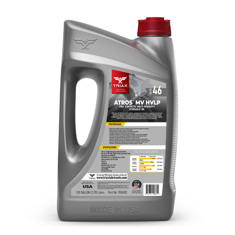 Atros Multivis HVLP 46 Full Synthetic Hydraulic Oil With 300% Additive Anti-Wear Boost, 7,000-10,000 Hour Life, Arctic Grade -54 Cold Flow, High Temp Operation, All Season Performance, One Gallon