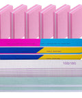 All In One Nail File And Buffer Kit Pack Of 16 with pink buffer blocks, gray emery boards, colorful shine buffers and 7 way buffers.