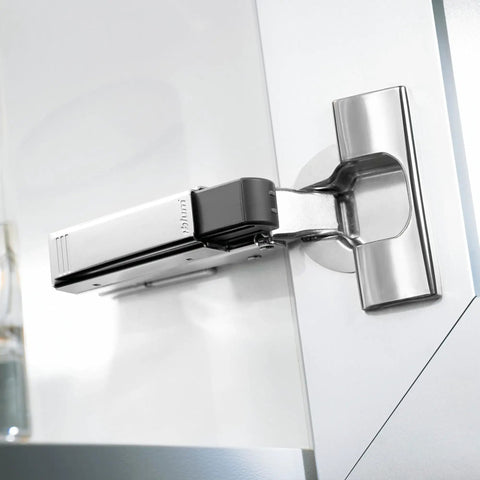 Smooth As Butter Soft Close Add Ons For Cabinet Doors, Eight Piece Steel Upgrade Pack For Clip Top Hinges, close up of steel hinge.