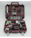 Top Shelf 12V Lithium Cordless Drill Power Tool Set With 58 Pcs Heavy Duty Carbon Steel Bits And Metric Screwdriver Bits in a carrying case.