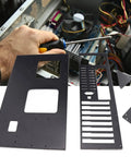 Open Air PC Case Frame For ATX Micro ATX And ITX Motherboards, shown partially assembled with black SECC panels