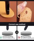 Eight Size Oval Leather Hole Punch Set 2x4mm To 6x10mm Made From Carbon Steel for belt holes crafting showing correct punching method