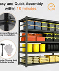 Heavy Duty 5 Tier Garage Shelving Unit 88 Inch High Industrial Storage Shelf With Adjustable Posts holding tools and boxes