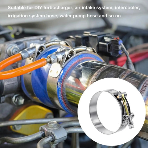 Heavy Duty T Bolt Hose Clamp Kit, 16 Pcs, Eight Sizes, 28 To 91mm, 304 Stainless Steel on turbo intake hose