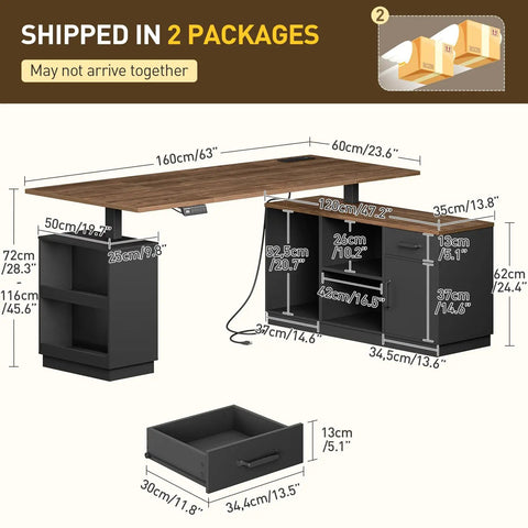 Legit Top Tier Electric L Shaped Standing Desk With One Touch Height Adjustable Sit Stand Workstation And Built In Storage Drawer dimensions and layout.