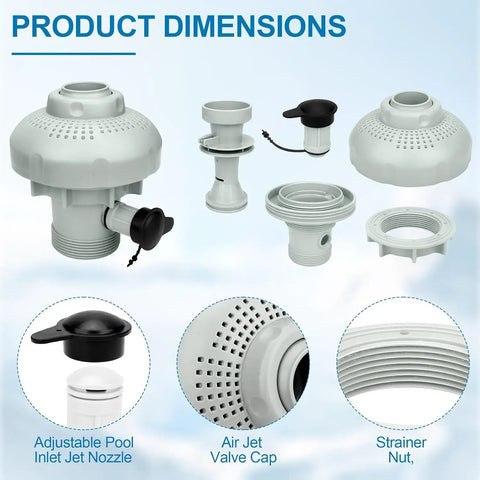 Large Inlet Air Nozzle For Intex Air Jet Valve And Above Ground Pool Return Jet Replacement Parts detail dimensions