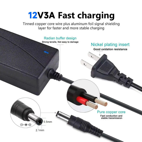 12V 5A Power Supply Adapter 60W With 100 To 240V AC Input And 12V Output 5.5 By 2.5mm DC Connector for LED Strip Modules