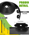 Easy Install Garden Border Edging Kit For Lawns And Flower Beds, Flexible 2 Inch Tall Landscape Edging Coil with 120 Spikes