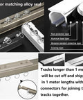 Heavy Duty Aluminum Alloy Curtain Tracks providing hella smooth tracking with durable wheeled gliders and connectors.