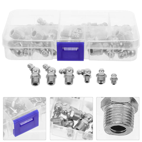 Get Your Machine Running Smooth With This Nifty Heavy Duty Hydraulic Grease Fittings Kit Featuring 30 Durable Stainless Steel Zerk Couplers Perfect For Routine Auto And Industrial Maintenance Tasks Without Breaking The Bank., stainless steel zerk fittings in clear storage case