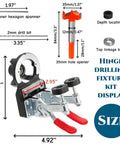 Concealed Hinge Jig With 35mm Hole Punch And Quick Clamp dimensions and components display for woodworking projects