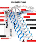 Game Changer Electric Attic Ladder Pull Down Design With Comfort Grip Armrests For Effortless Ceiling Access Built From Heavy Duty Titanium Alloy showcasing product details and components.