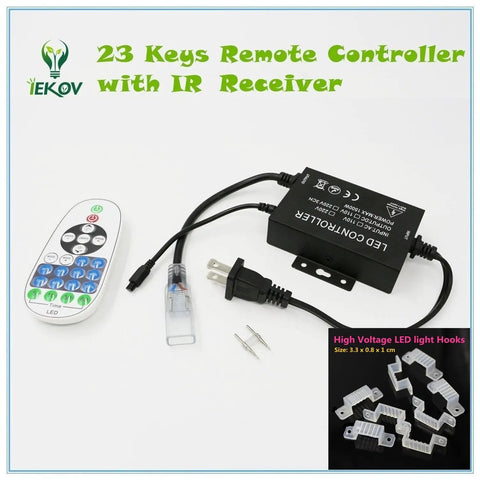 Warm White LED Strip Light 131Ft 40m Waterproof Flexible Rope With Remote Dimmable SMD5050 controller and accessories