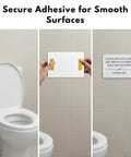 Three-step mounting showing white acrylic Do Not Flush Sign For Bathrooms White Acrylic Five By Three Point Five Inches