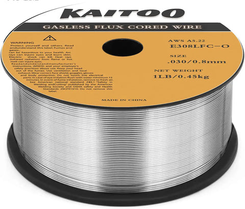 E308LFC-O.030 Inch Flux Core Gasless Stainless Steel Welding Wire, 1 Pound Spool, For 304 And 308L, Outdoor Ready, Stable Arc