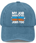 Low Profile Lightweight Cyan Blue Cap Unisex Hat With Adjustable Buckle For Women And Men featuring text design on front.