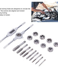 Tap Die Set With Tool Steel Threading Kit For DIY Car Repair And Model Processing Built Tough Cast Iron And Aluminum Tapping Power Tools For Mechanical Transmission And Thread Cutting Projects, with dies and taps