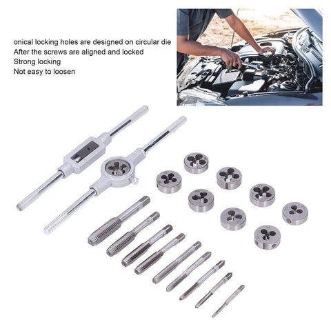 Tap Die Set With Tool Steel Threading Kit For DIY Car Repair And Model Processing Built Tough Cast Iron And Aluminum Tapping Power Tools For Mechanical Transmission And Thread Cutting Projects, with dies and taps