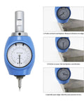 3D Edge Finder for CNC Machines Portable Accurate Universal Probe Locator Tool for Milling and EDM Machines Precision Edge Measuring Sensor With Insulated Probes Easy Setup 0.01mm Accuracy, close-up of blue dial indicator with three-step instructions.