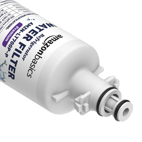 Close-up of Replacement LG LT700P Refrigerator Water Filter Cartridge 3 Pack NSF Certified 4 Stage Filtration