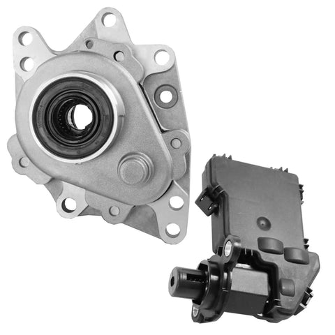 Direct Fit Front 4X4 Differential Axle Actuator Disconnect Housing Replacement For Chevy Trailblazer Envoy Bravada Ascender 9To7X 2002 2009 Includes Shaft Bearing Assembly 12471623 600115, silver metal housing