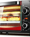 No Fuss Compact Countertop Oven For Pizza Roasting And Quick Breakfast Baking With Durable Stainless Steel Construction, angled view showing interior.