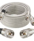 Coiled Dual CB Antenna Coax Cable 18 Foot Low Loss RG8X Stranded Core Coax with Three PL259 Connectors