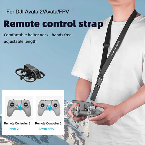 Person using Adjustable Nylon Lanyard For DJI Avata 2 Avata FPV Remote Controller 3 2 Phantom 3 4 RC Transmitter Neck Strap.
