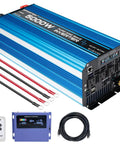 5000W Pure Sine Wave Inverter 12V DC To 110V 120V AC Converter With LCD Display and Remote, cables included