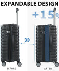 Expandable design of Hard Shell Carry On Luggage With Spinner Wheels Expandable 21 Inch Cabin Suitcase showing 15% increase