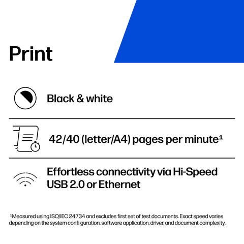 Print specifications for LaserJet Pro 4001N Black And White Printer For Small Teams With Fast Printing Speeds Easy Setup Mobile Printing.