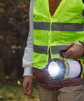 Person holding Two Pack LED Camping Lanterns That Are Lit With 1000LM, 6 Modes, Rechargeable USB C Ready, IPX5 Waterproof Portable Light.