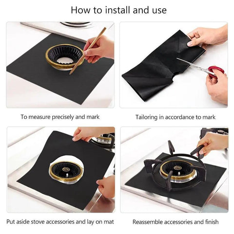 Installation steps for Two Pack Gas Stove Burner Covers 0.2mm Double Thickness Reusable Gas Range Protectors For 30 Inch Stoves