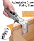 Two Pack Drawer Front Installation Clamps With Quick Install Clips Adjustable Width From 21 Mm To 50 Mm in use on drawer