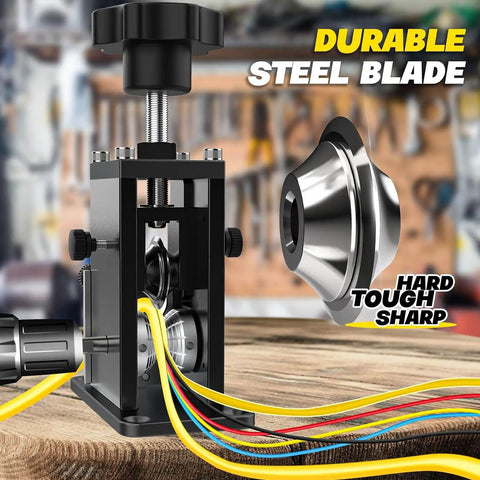 Heavy Duty Automatic Wire Stripping Machine For Waste Cables showing durable steel blades and wires for efficient insulation removal.