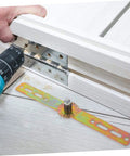 Beefy Heavy Duty Adjustable Angle Hinge For Sofa Bed And Cupboard Doors With Automatic Reset Function being installed with drill