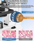 Trinocular Compound Microscope 40X-5000X Magnification For Adults With Dual Mechanical Stage And HD USB Camera Pro Grade Stereo Microscope With Wide Field Eyepieces Digital Eyepiece And Precision Optics For Research And Education showing coarse and fine focus knobs