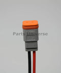 DT 2-Pin Flange Pigtail Kit With 14AWG Pure Copper GPT Wires Made In USA, visible connector with orange seal