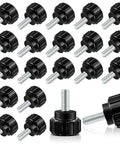 20 Pack M4 By 10mm Knurled Thumbscrews For VESA Mounts And Monitors, showing carbon steel clamping knobs in black color