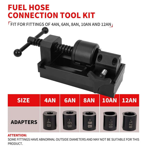 Heavy Duty Aluminum Fuel Line Fitting Installation Tool Set with Five Adjustable Dies 4AN 6AN 8AN 10AN and 12AN Kit