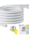 13 Foot Universal Dehumidifier Drain Hose With Cuttable Rubber Adapter And Clamp, flexible white 3/4 inch FHT hose