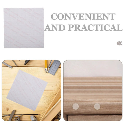 Dope Silicone Furniture Feet Castors And Bumper Pads showing adhesive sheet and applied pads on wood surface