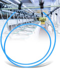 Heavy Duty TPU Pneumatic Air Hose Transparent Flexible Kink Free Design displayed in a workshop environment with equipment in the background.