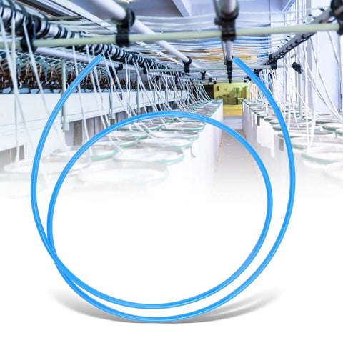 Heavy Duty TPU Pneumatic Air Hose Transparent Flexible Kink Free Design displayed in a workshop environment with equipment in the background.