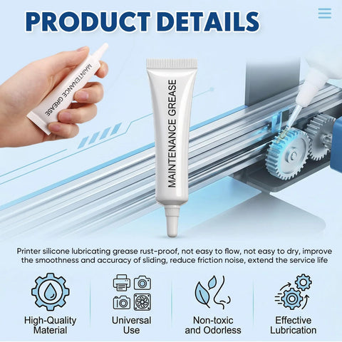 Front view of MTLEE maintenance grease, 2-pack 10g; silver tube lubricant for 3D printer guide rails, odorless and non-toxic.