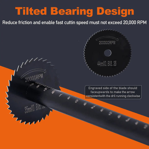 Close-up of Workhorse Internal Pipe Cutter Set with 44mm blade, tilted bearing design for PVC and ABS pipes