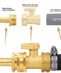 Hose Repair Kit 1/2 Inch Barb Brass Ends With 20 Clamps And 20 Washers, 10 Male And 10 Female Connectors shown with components
